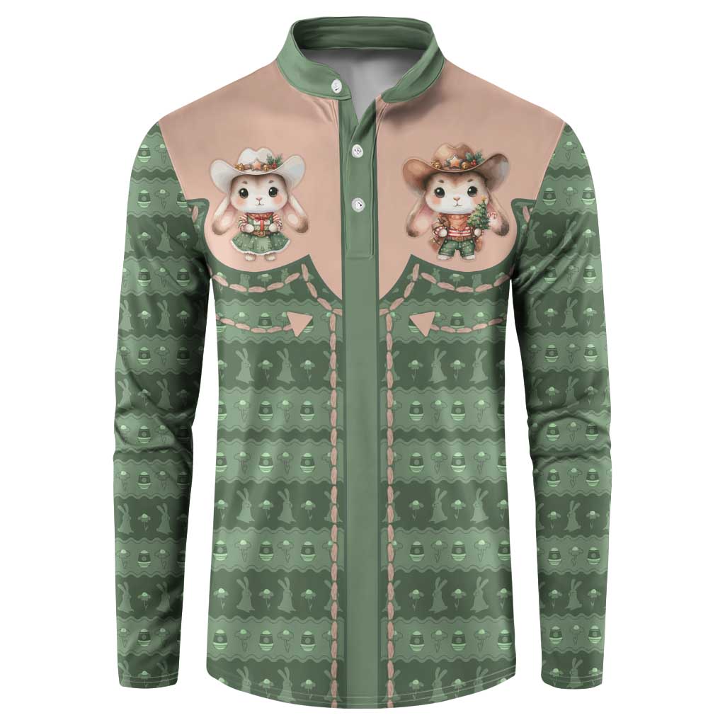 Western Yoke Button Sweatshirt Rabbit Howdy Christmas - Wonder Print Shop