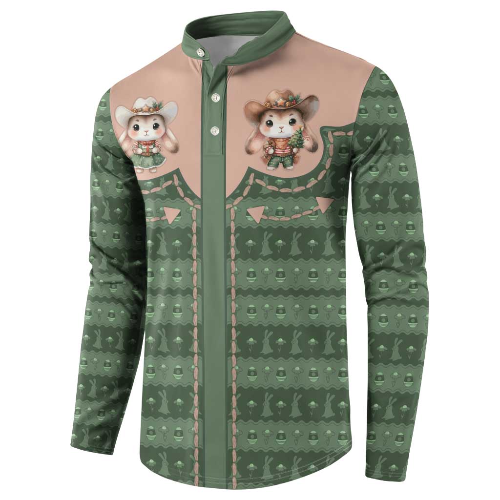 Western Yoke Button Sweatshirt Rabbit Howdy Christmas - Wonder Print Shop