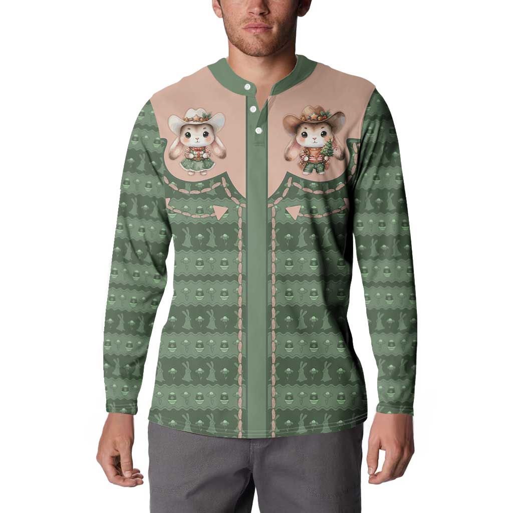 Western Yoke Button Sweatshirt Rabbit Howdy Christmas - Wonder Print Shop