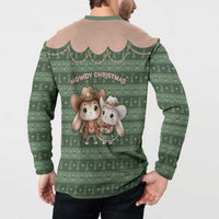 Western Yoke Button Sweatshirt Rabbit Howdy Christmas - Wonder Print Shop