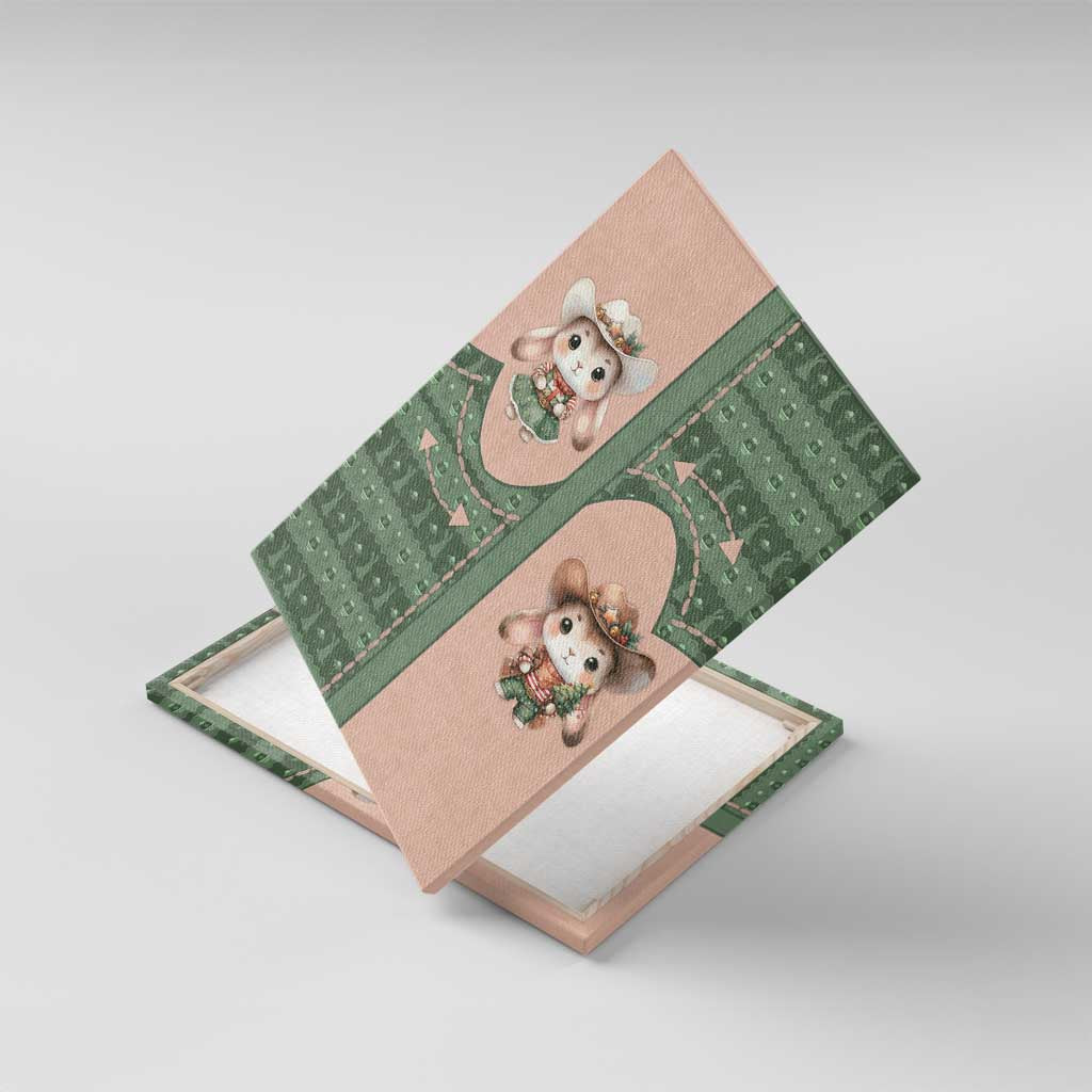 Western Yoke Canvas Wall Art Rabbit Howdy Christmas - Wonder Print Shop