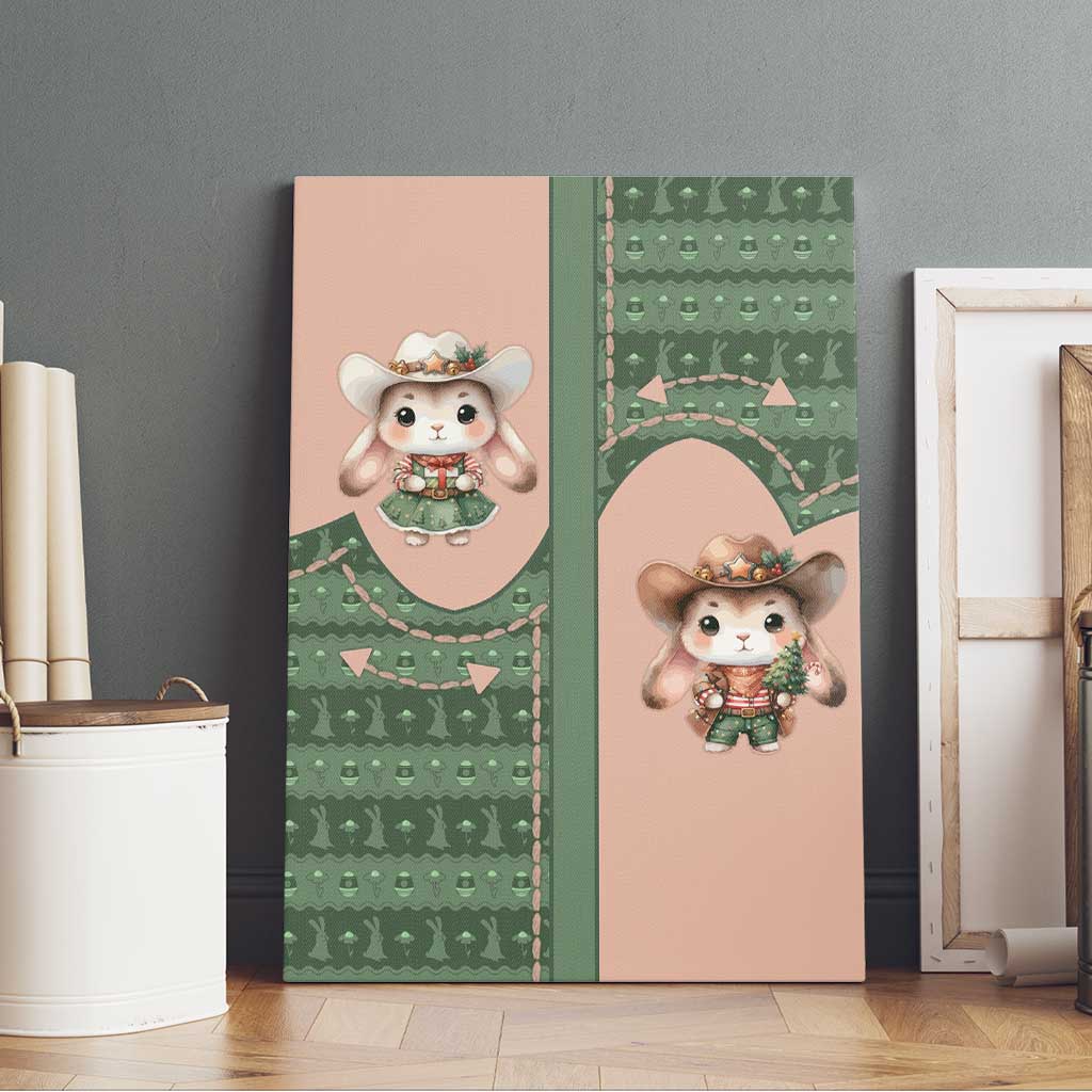 Western Yoke Canvas Wall Art Rabbit Howdy Christmas - Wonder Print Shop