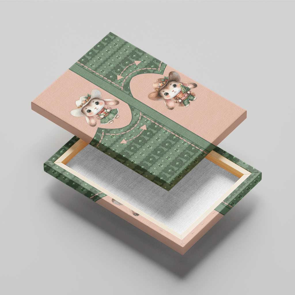 Western Yoke Canvas Wall Art Rabbit Howdy Christmas - Wonder Print Shop