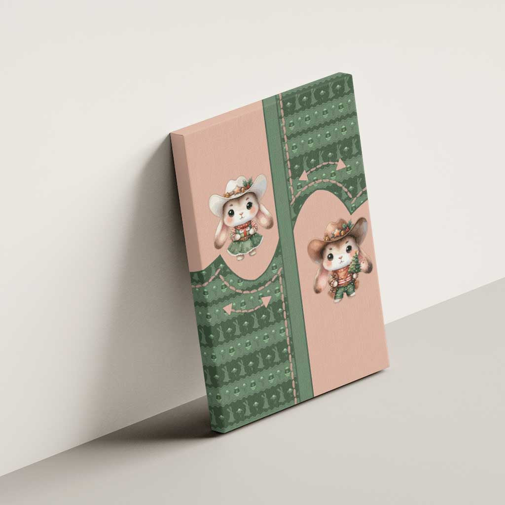 Western Yoke Canvas Wall Art Rabbit Howdy Christmas - Wonder Print Shop