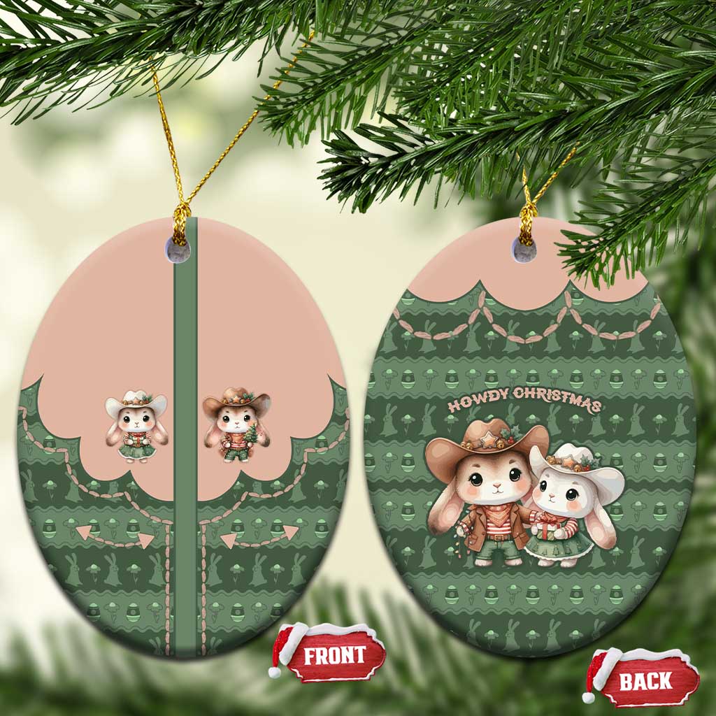 Western Yoke Ceramic Ornament Rabbit Howdy Christmas - Wonder Print Shop