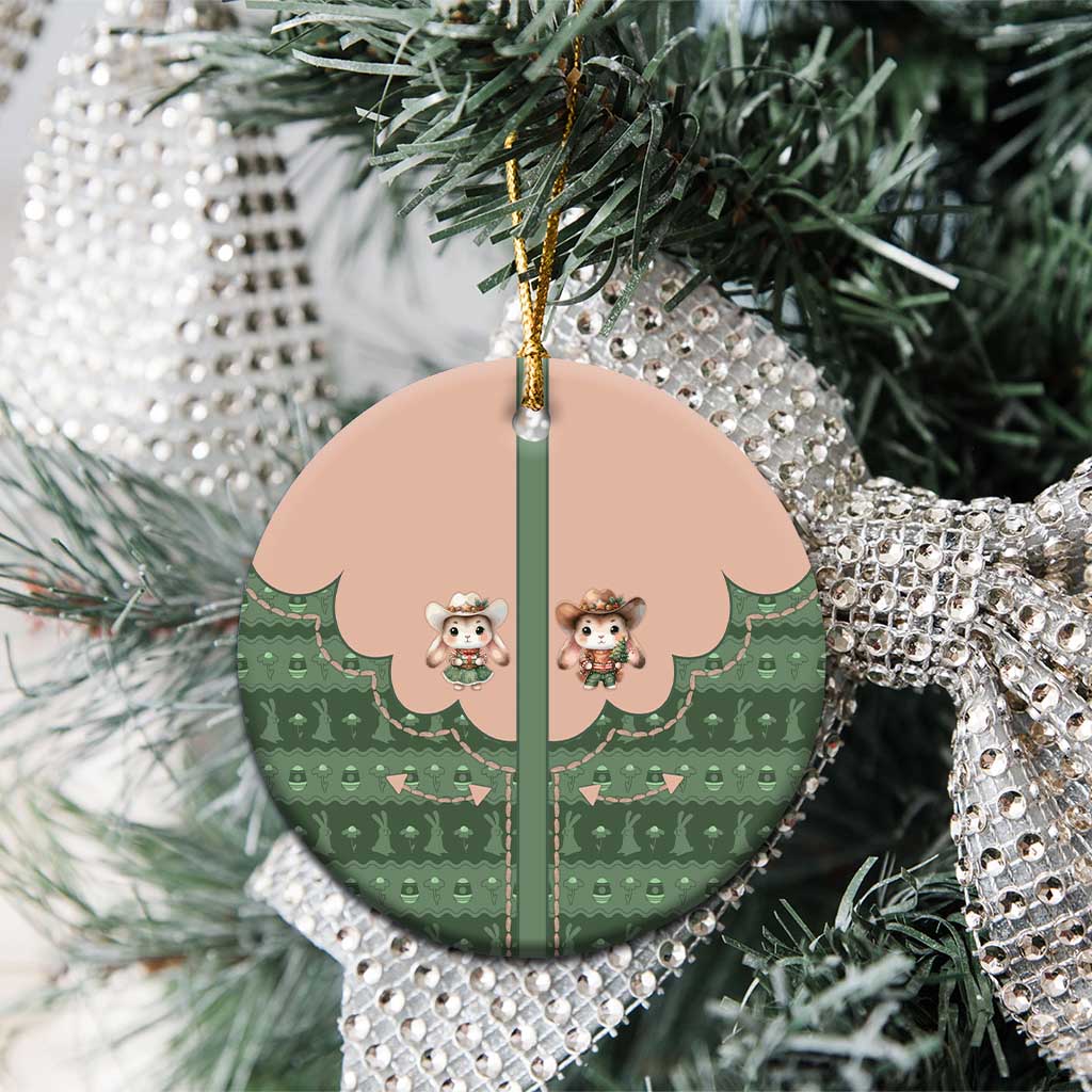 Western Yoke Ceramic Ornament Rabbit Howdy Christmas - Wonder Print Shop