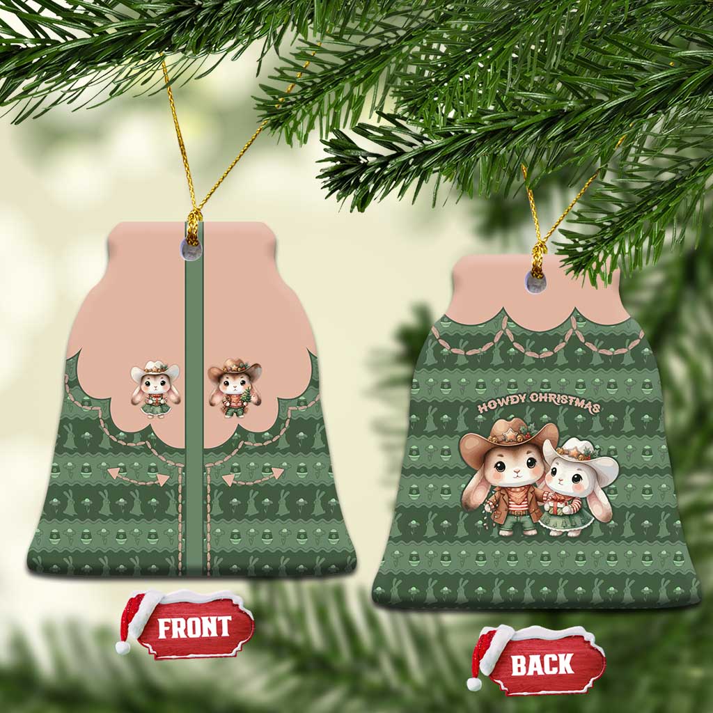 Western Yoke Ceramic Ornament Rabbit Howdy Christmas - Wonder Print Shop