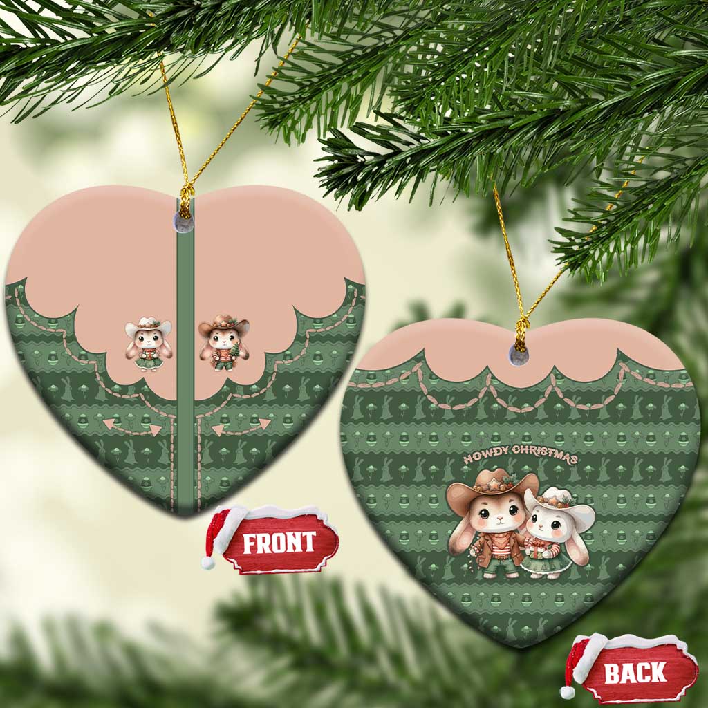 Western Yoke Ceramic Ornament Rabbit Howdy Christmas - Wonder Print Shop