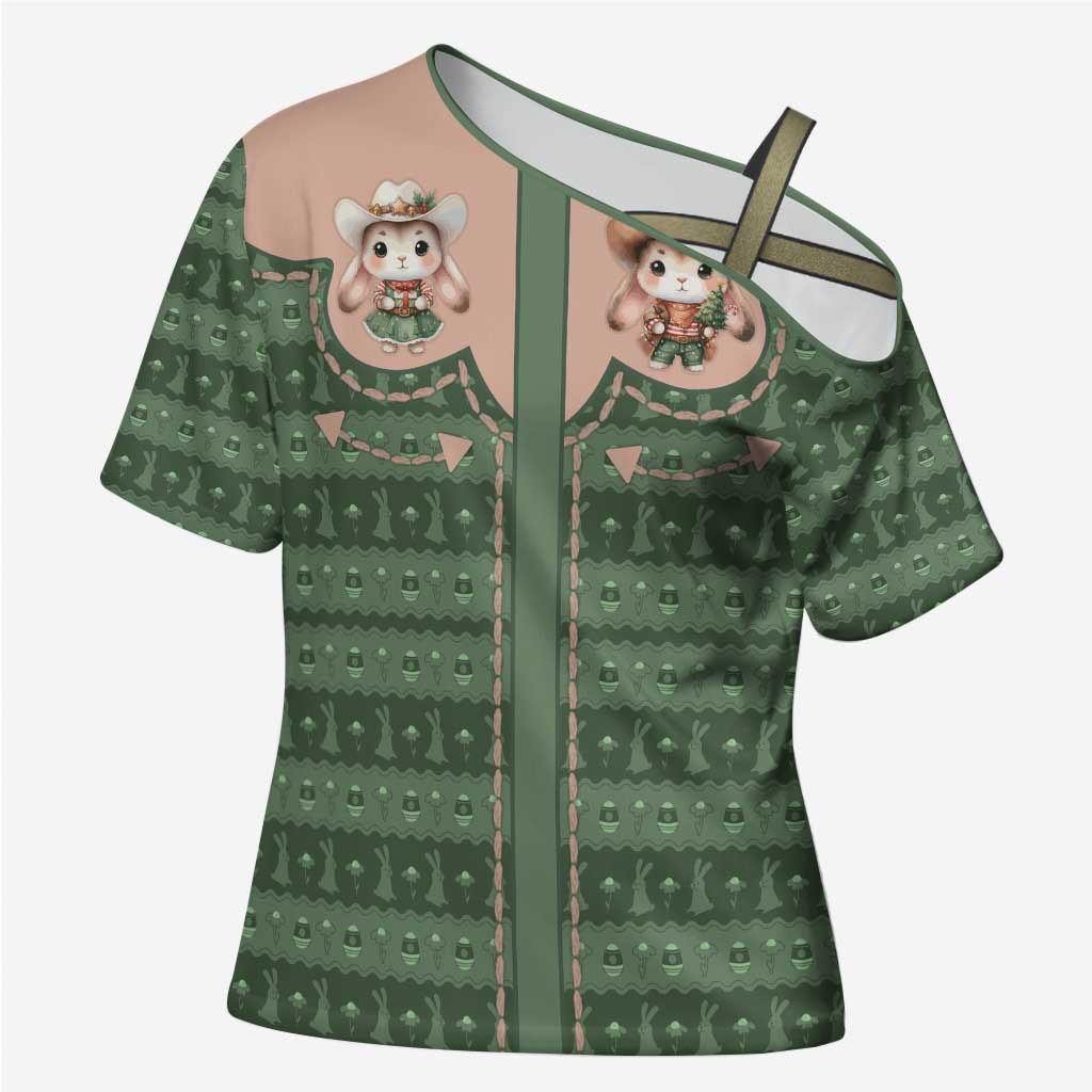 Western Yoke Cross Shoulder Shirt Rabbit Howdy Christmas - Wonder Print Shop