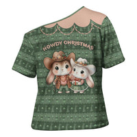 Western Yoke Cross Shoulder Shirt Rabbit Howdy Christmas - Wonder Print Shop