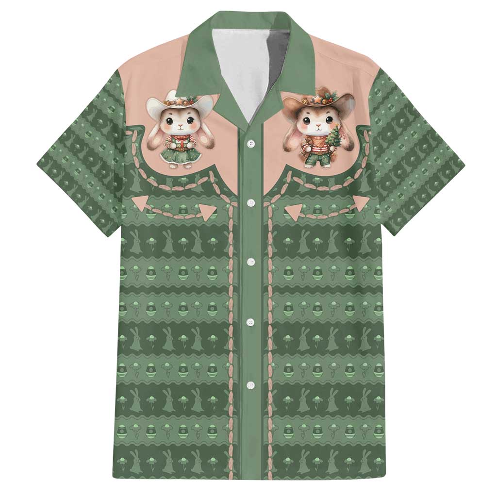 Western Yoke Family Matching Long Sleeve Bodycon Dress and Hawaiian Shirt Rabbit Howdy Christmas - Wonder Print Shop