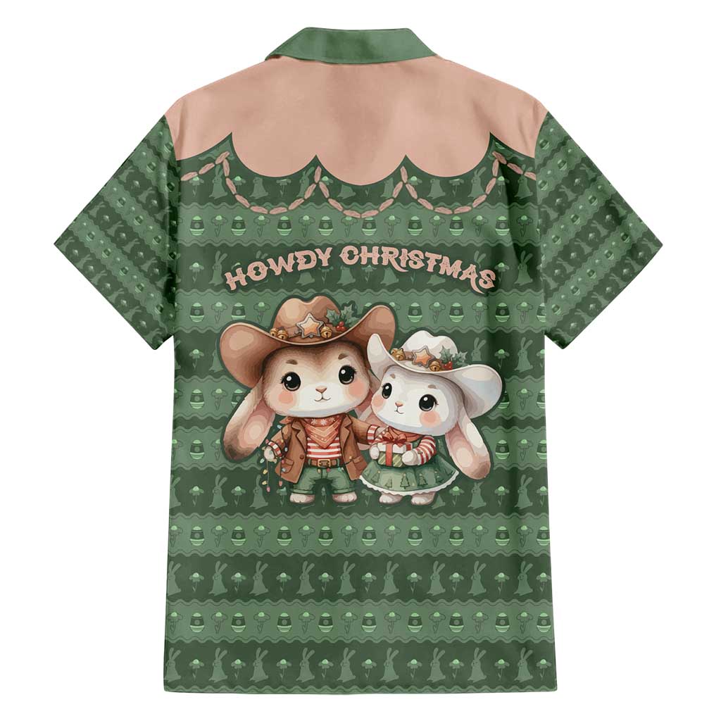 Western Yoke Family Matching Long Sleeve Bodycon Dress and Hawaiian Shirt Rabbit Howdy Christmas - Wonder Print Shop