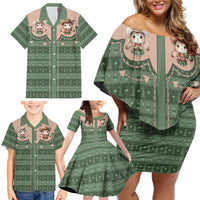 Western Yoke Family Matching Off Shoulder Short Dress and Hawaiian Shirt Rabbit Howdy Christmas - Wonder Print Shop