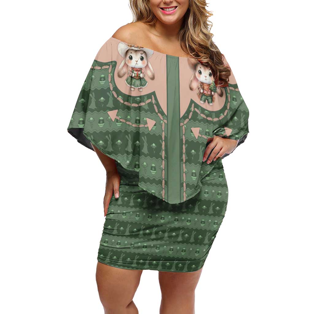 Western Yoke Family Matching Off Shoulder Short Dress and Hawaiian Shirt Rabbit Howdy Christmas - Wonder Print Shop