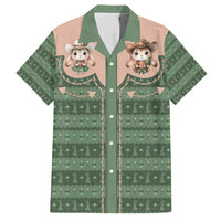 Western Yoke Family Matching Short Sleeve Bodycon Dress and Hawaiian Shirt Rabbit Howdy Christmas - Wonder Print Shop