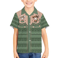 Western Yoke Family Matching Short Sleeve Bodycon Dress and Hawaiian Shirt Rabbit Howdy Christmas - Wonder Print Shop