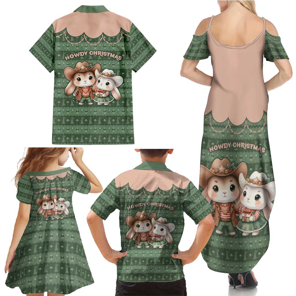 Western Yoke Family Matching Summer Maxi Dress and Hawaiian Shirt Rabbit Howdy Christmas - Wonder Print Shop
