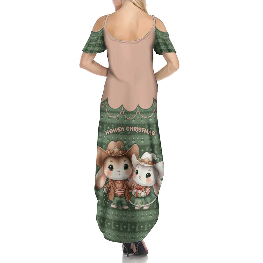 Western Yoke Family Matching Summer Maxi Dress and Hawaiian Shirt Rabbit Howdy Christmas - Wonder Print Shop
