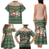 Western Yoke Family Matching Tank Maxi Dress and Hawaiian Shirt Rabbit Howdy Christmas - Wonder Print Shop