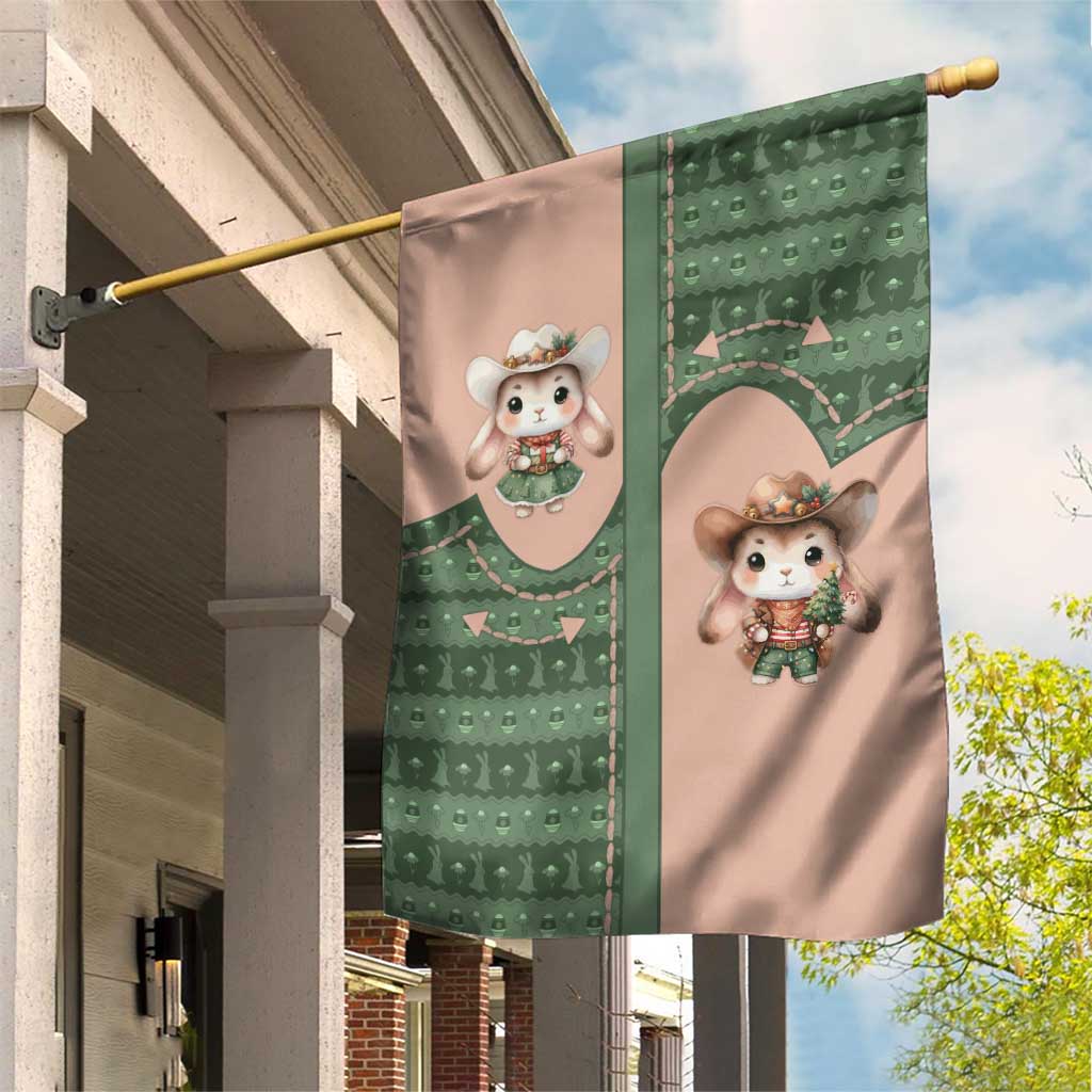 Western Yoke Garden Flag Rabbit Howdy Christmas - Wonder Print Shop