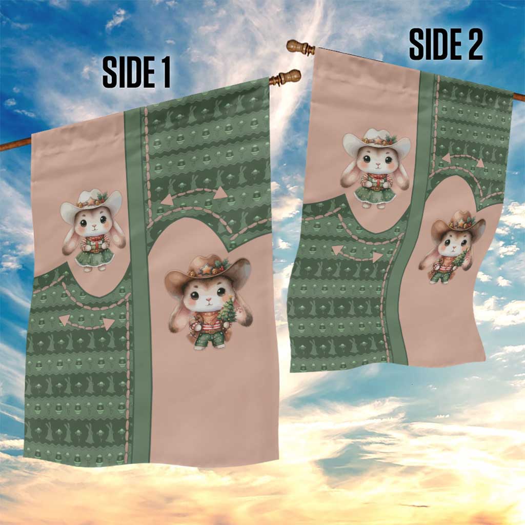 Western Yoke Garden Flag Rabbit Howdy Christmas - Wonder Print Shop