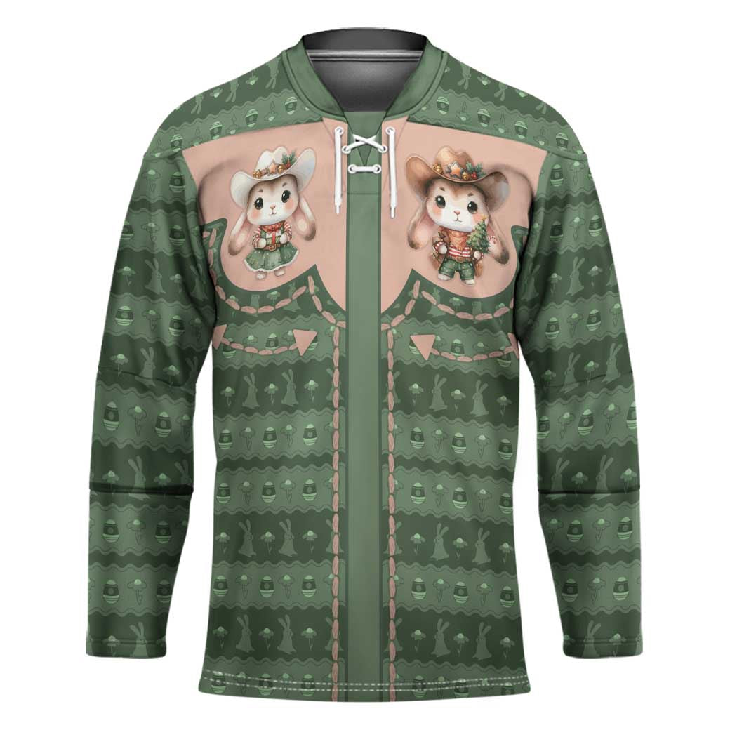 Western Yoke Hockey Jersey Rabbit Howdy Christmas - Wonder Print Shop