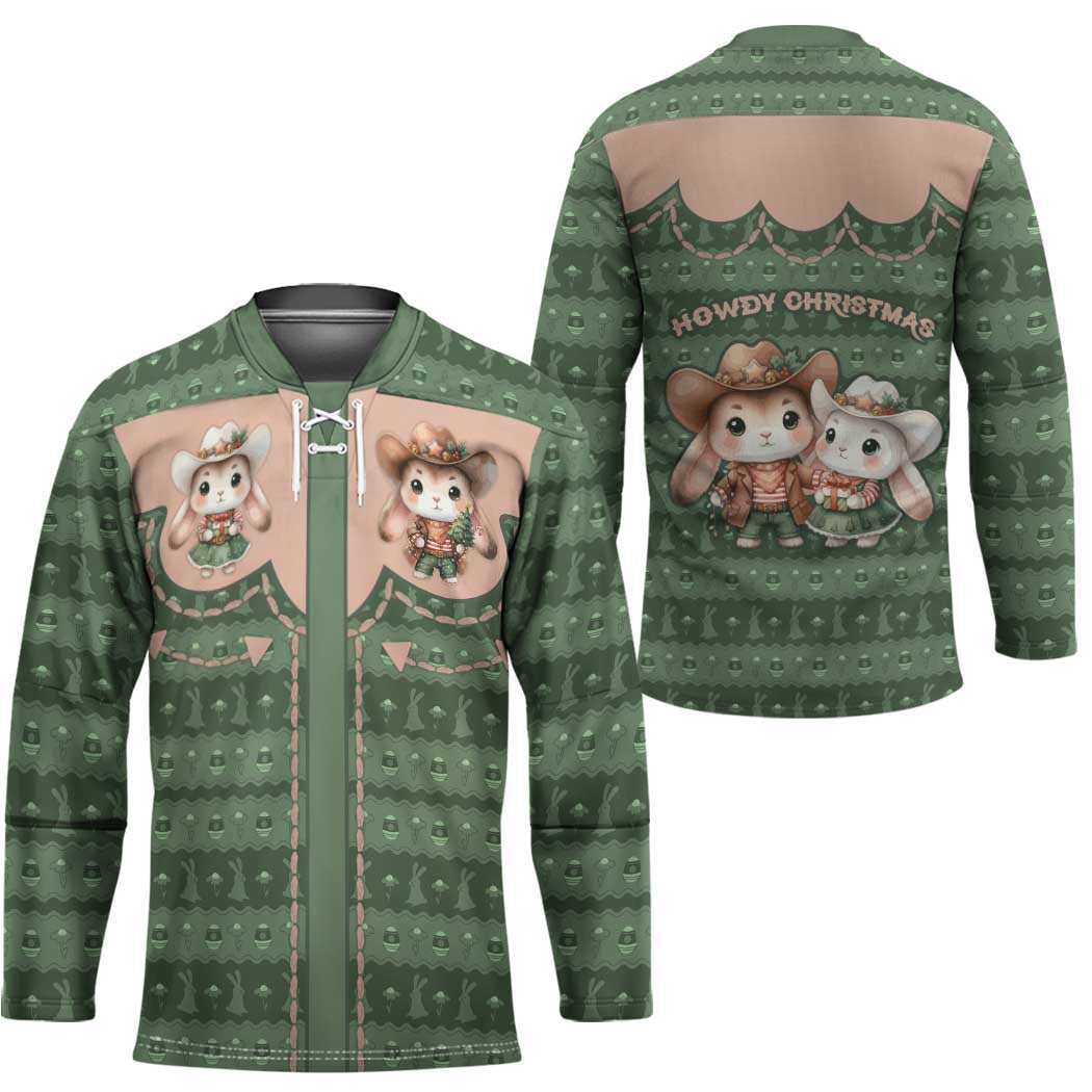 Western Yoke Hockey Jersey Rabbit Howdy Christmas - Wonder Print Shop