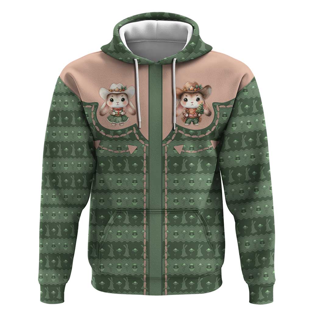 Western Yoke Hoodie Rabbit Howdy Christmas - Wonder Print Shop