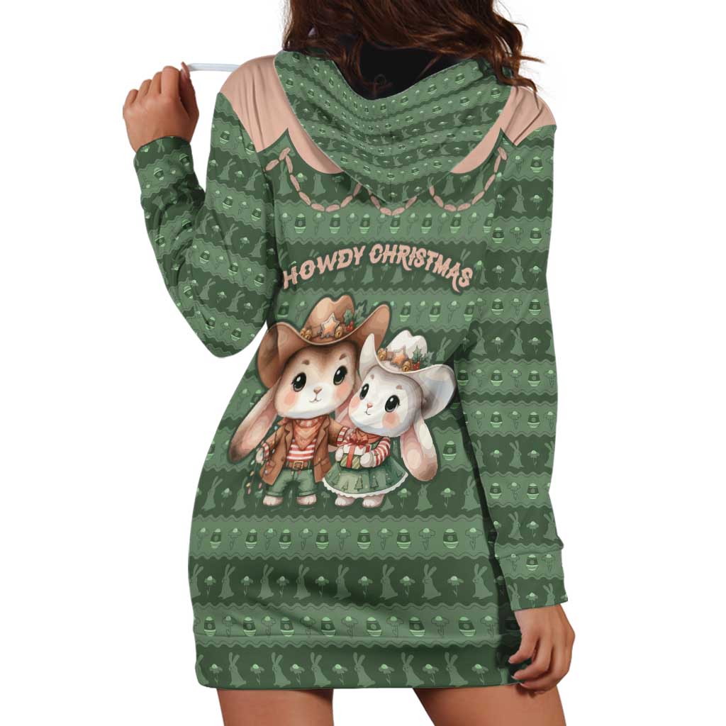 Western Yoke Hoodie Dress Rabbit Howdy Christmas - Wonder Print Shop