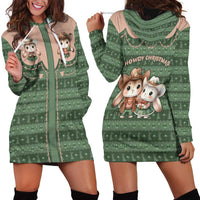 Western Yoke Hoodie Dress Rabbit Howdy Christmas - Wonder Print Shop