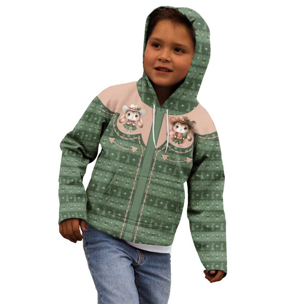 Western Yoke Kid Hoodie Rabbit Howdy Christmas - Wonder Print Shop