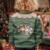 Western Yoke Kid Ugly Christmas Sweater Rabbit Howdy Christmas - Wonder Print Shop