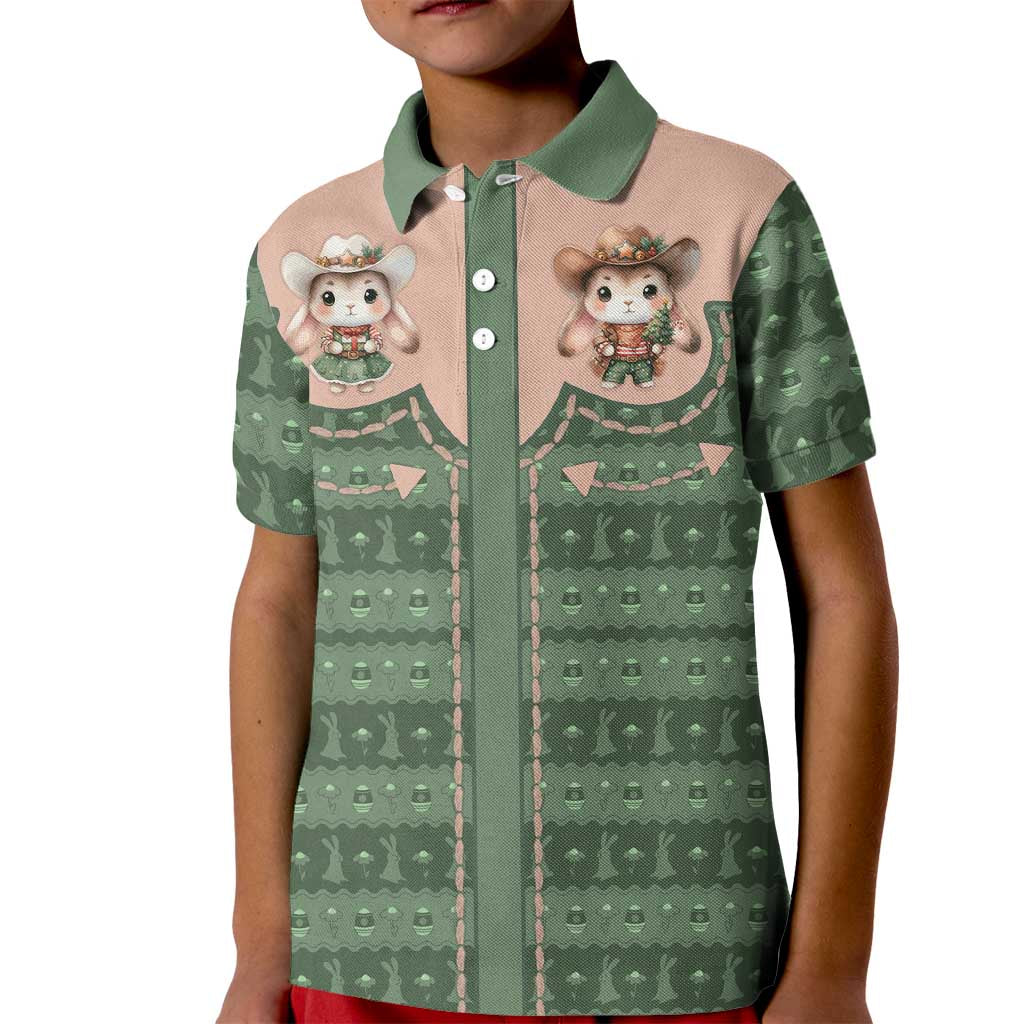 Western Yoke Kid Polo Shirt Rabbit Howdy Christmas - Wonder Print Shop