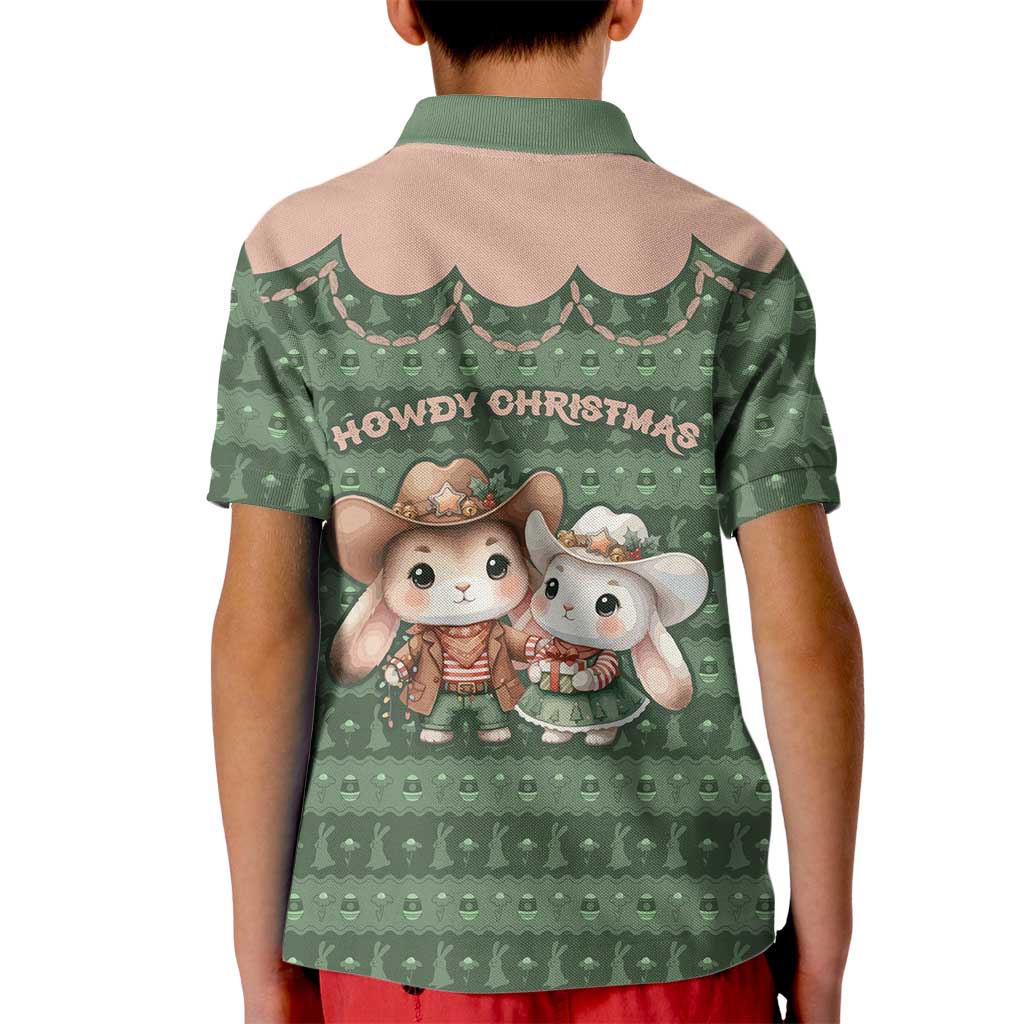 Western Yoke Kid Polo Shirt Rabbit Howdy Christmas - Wonder Print Shop