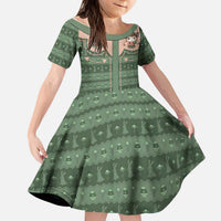Western Yoke Kid Short Sleeve Dress Rabbit Howdy Christmas - Wonder Print Shop