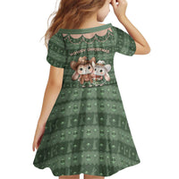 Western Yoke Kid Short Sleeve Dress Rabbit Howdy Christmas - Wonder Print Shop