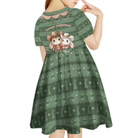 Western Yoke Kid Short Sleeve Dress Rabbit Howdy Christmas - Wonder Print Shop