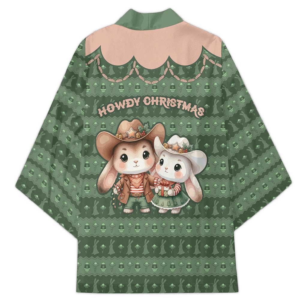 Western Yoke Kimono Rabbit Howdy Christmas - Wonder Print Shop