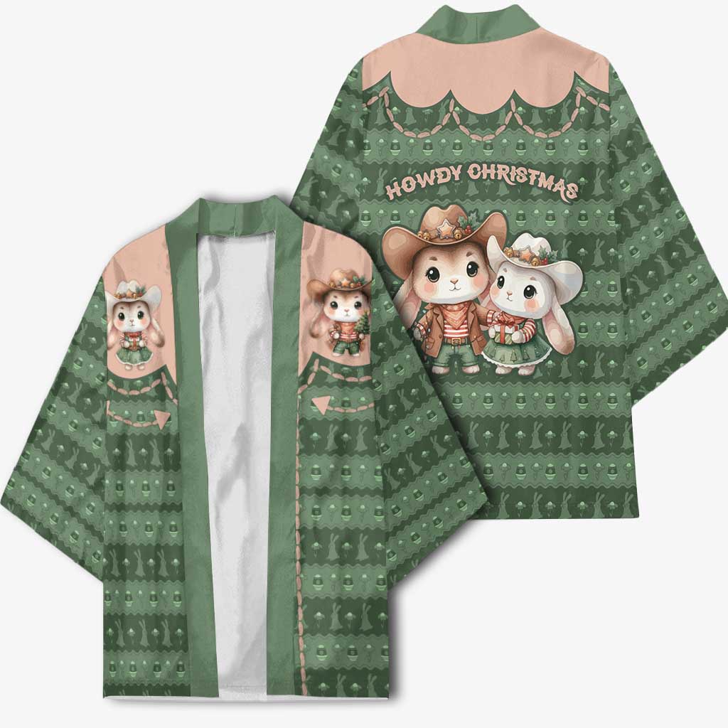 Western Yoke Kimono Rabbit Howdy Christmas - Wonder Print Shop
