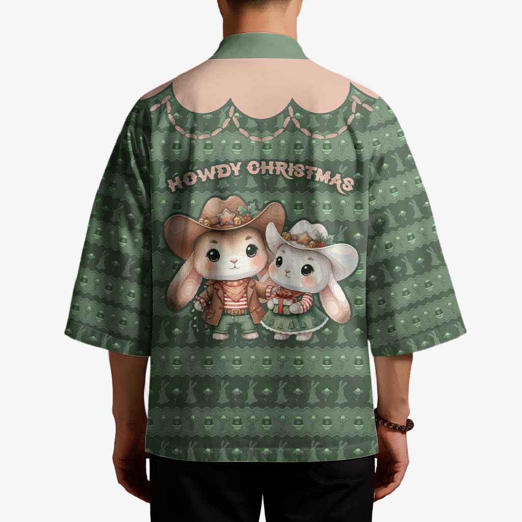 Western Yoke Kimono Rabbit Howdy Christmas - Wonder Print Shop