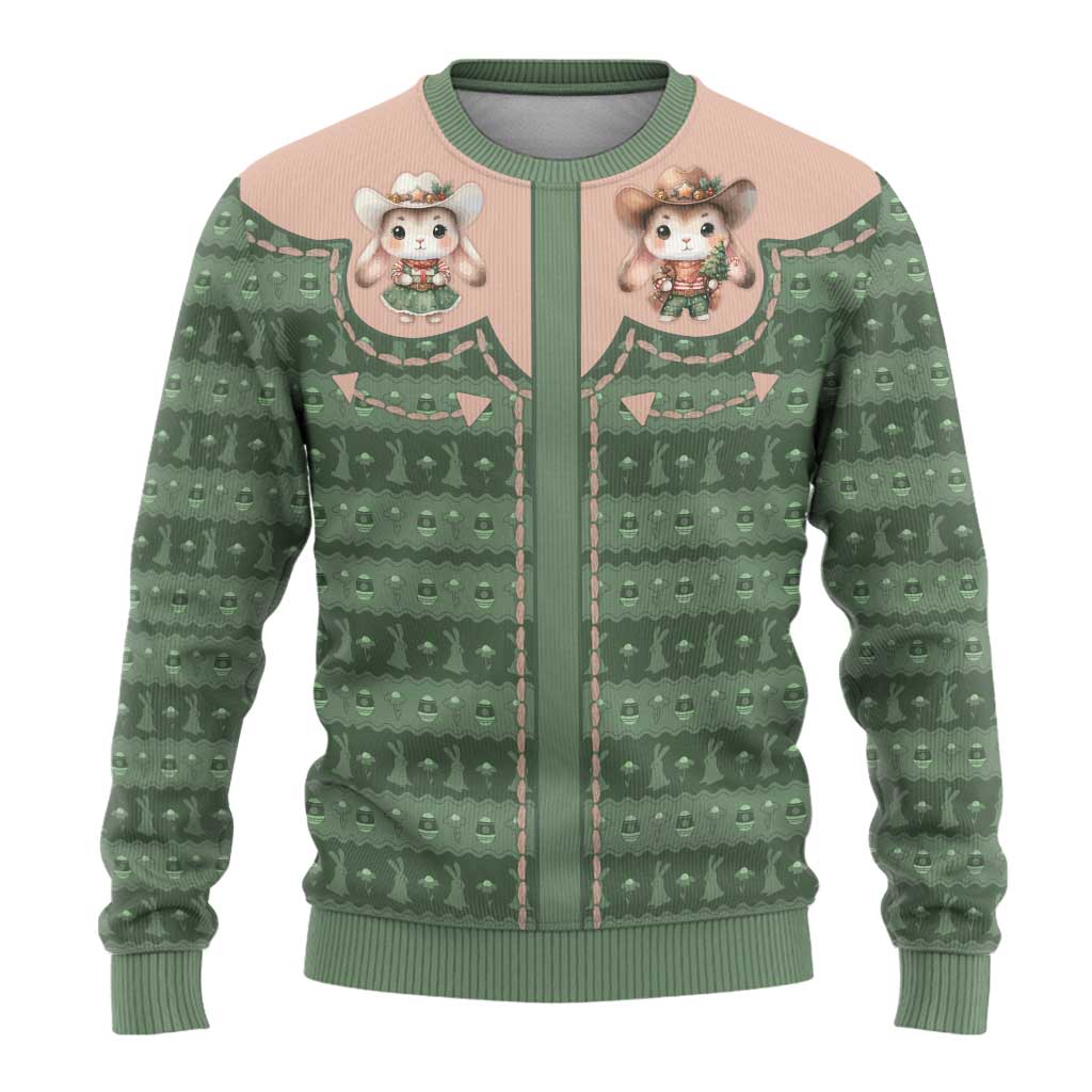 Western Yoke Ugly Christmas Sweater Rabbit Howdy Christmas - Wonder Print Shop