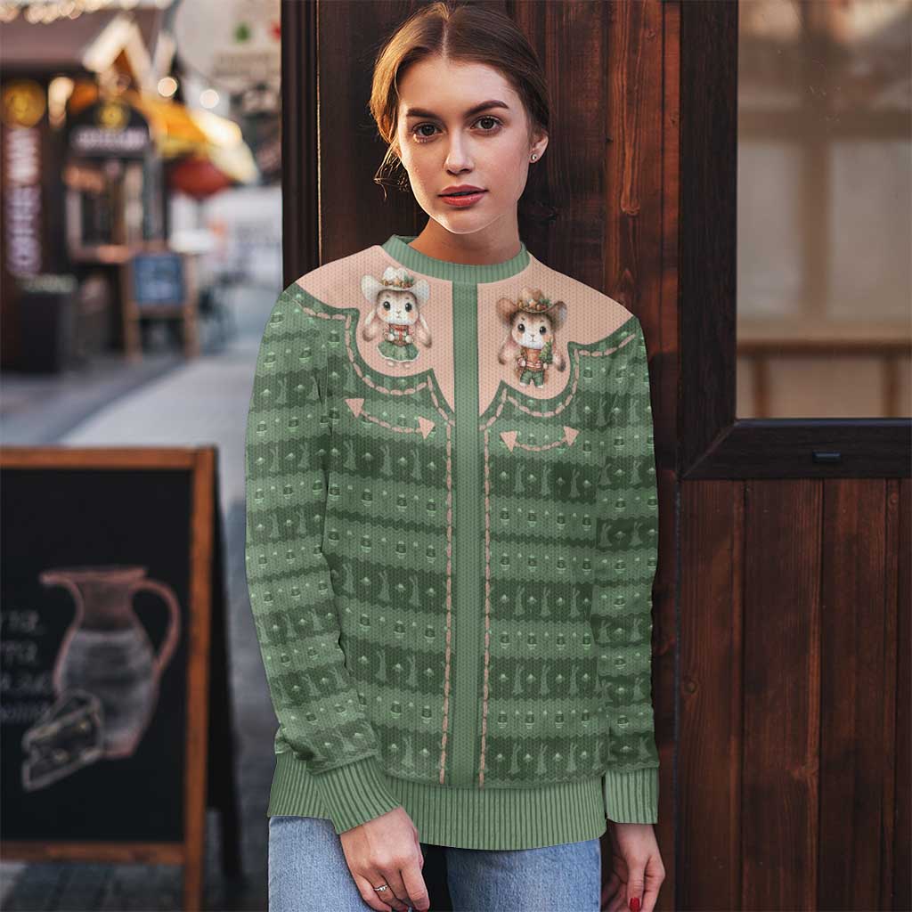 Western Yoke Ugly Christmas Sweater Rabbit Howdy Christmas - Wonder Print Shop