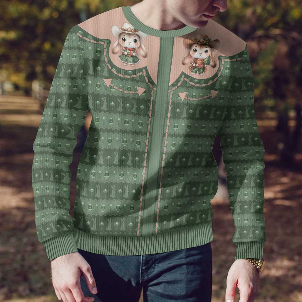 Western Yoke Ugly Christmas Sweater Rabbit Howdy Christmas - Wonder Print Shop