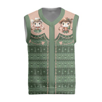 Western Yoke Christmas Knitted V-Neck Vest Rabbit Howdy Christmas - Wonder Print Shop
