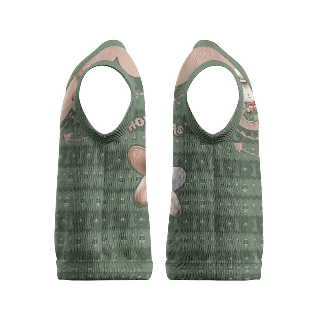Western Yoke Christmas Knitted V-Neck Vest Rabbit Howdy Christmas - Wonder Print Shop