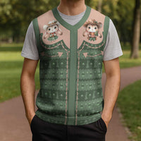 Western Yoke Christmas Knitted V-Neck Vest Rabbit Howdy Christmas - Wonder Print Shop