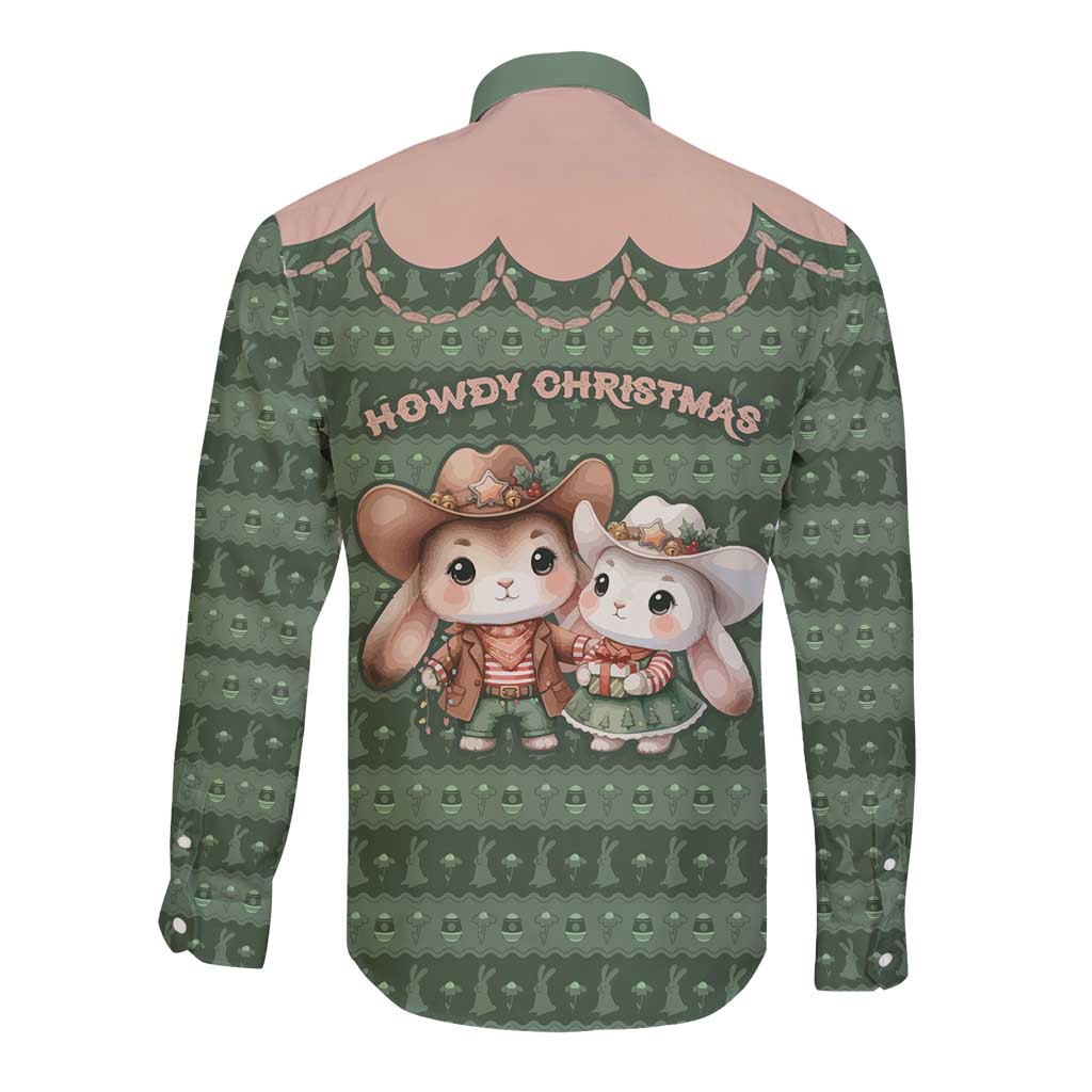 Western Yoke Long Sleeve Button Shirt Rabbit Howdy Christmas - Wonder Print Shop