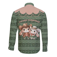 Western Yoke Long Sleeve Button Shirt Rabbit Howdy Christmas - Wonder Print Shop