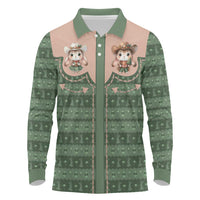 Western Yoke Long Sleeve Polo Shirt Rabbit Howdy Christmas - Wonder Print Shop