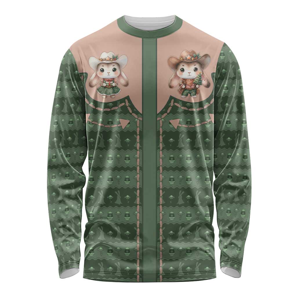 Western Yoke Long Sleeve Shirt Rabbit Howdy Christmas - Wonder Print Shop